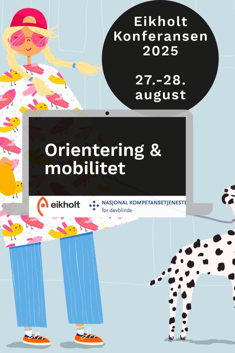 Flyer med teksten orientering og mobilitet