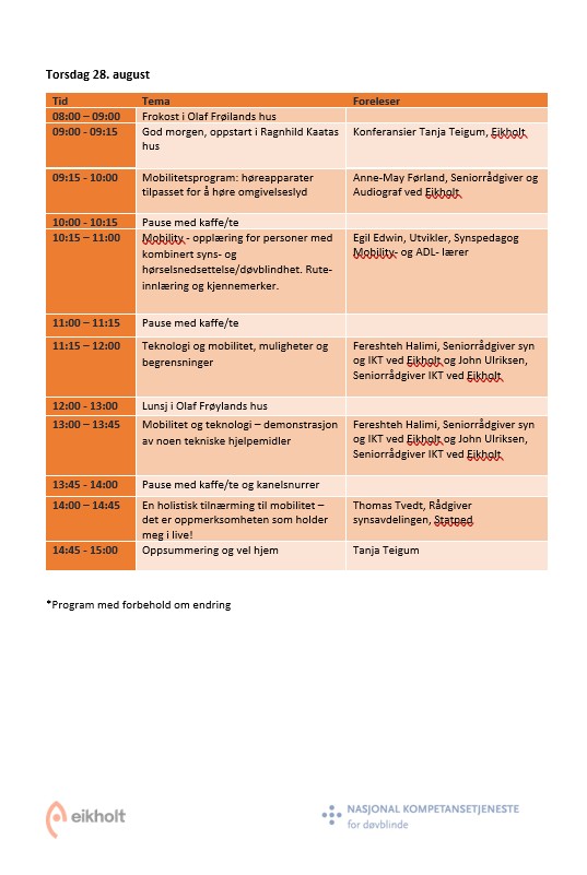 Program Torsdag