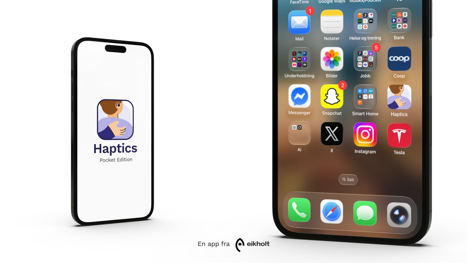 En telefon med appen Haptics: pocket edition